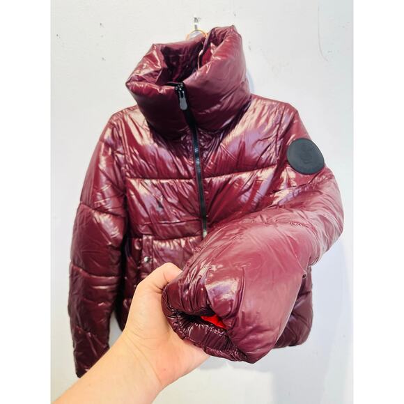 SAVE THE DUCK Burgundy Long Sleeve High Standing Collar Isla Puffer Jacket M - Picture 5 of 16
